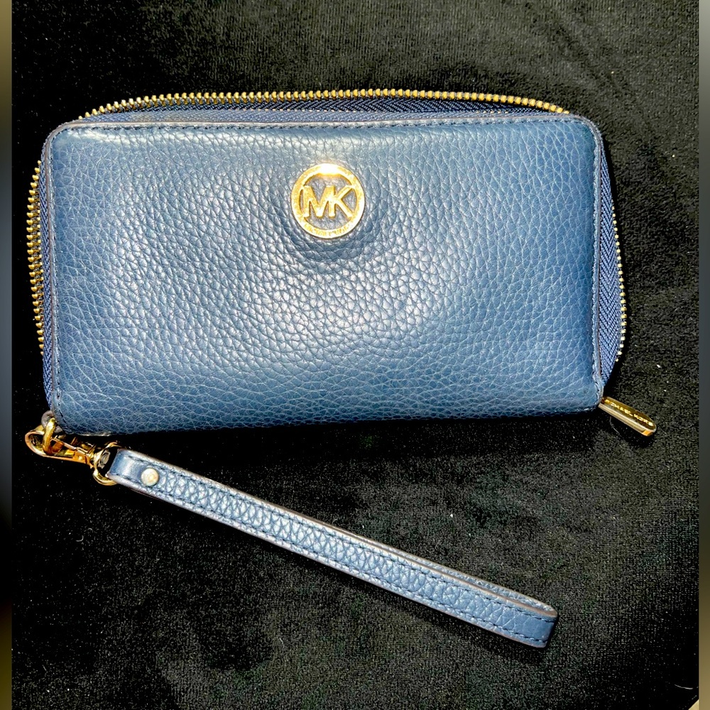 Michael Kors wallet/phone holder leather, Navy